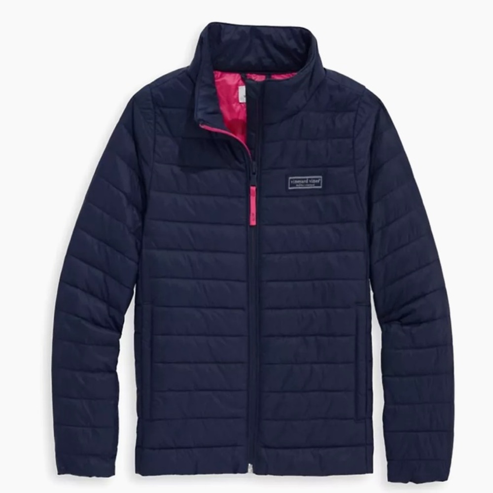 Vineyard Vines Toddler Girl Performance Packable Puffer Jacket Navy Blue Size 3T